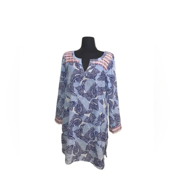 OLD NAVY paisley Dress white & Blue Medium - Picture 1 of 4
